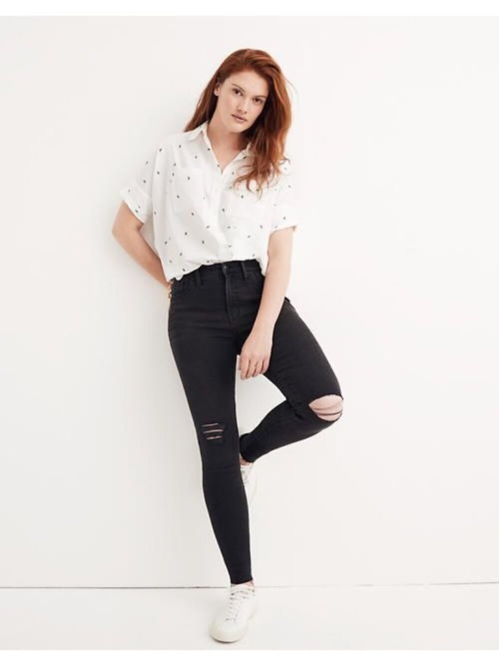 Madewell Black Sea Denim Distressed Mid-Rise Skinny Jeans Women's Size 25 - Picture 3 of 10